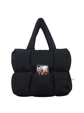 Quilted Puffer Tote Bag Nylon Large Shoulder Handbag Travel Work Gym